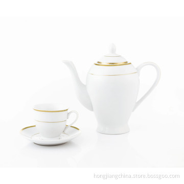 14PCS Eatra White Tea Set with Golded Design (9920)